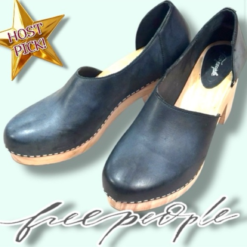 ⭐️HP⭐️EUC Free People Monroe Closed Toe Clog in Deep Grey/Blue. Size 38 - Picture 1 of 13